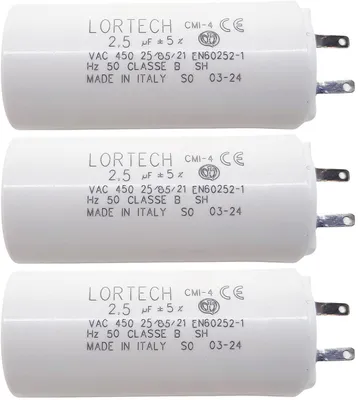 Zdjęcie produktu dla Kondensator 2,5 µF specjalnie do silnika Somfy Roller Shutters 6 Nm z małym złączem 2,8 mm - Włochy - 3 Stücks