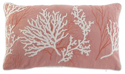 Productafbeelding van Kussen, polyester, 60x10x35 cm, 450 gram, geborduurd met een koraalmotief