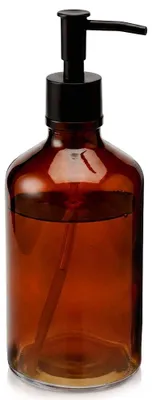 Zdjęcie produktu dla Dozownik do mydła - szklana butelka z pompą - 500 ml - brązowe szkło - do płynnego mydła - do łazienki i kuchni