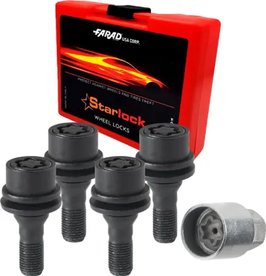 Image de Vis de roue antivol pour Peugeot RCZ 2010-2015 Acier Noir lot de 4 M12X1,25