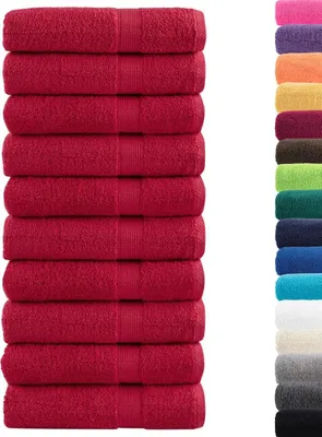 Zdjęcie produktu dla Ręczniki kąpielowe vidaXL Premium SOLUND, 10 szt., czerwone, 100 x 150 cm, 600 g/m²