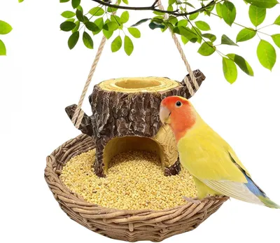 Productafbeelding van Vogelvoederdispenser - Voederhuisje Buiten - Vogels Voeren - Decoratief Boomstronk Design - 16x16x16 cm - Bruin