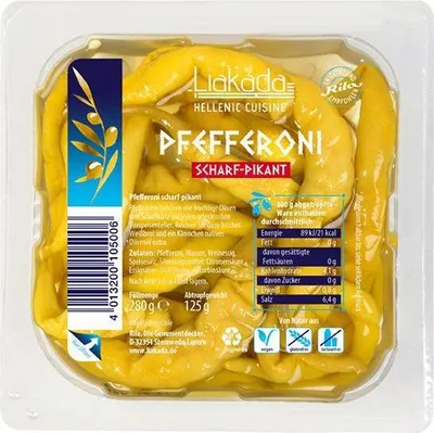 Produktbild von Liakada Pfefferoni scharf-pikant 125 G Klarsichtpackung Scharf-pikant Glutenfrei Laktosefrei