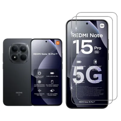 Produktbild von CLM-Tech 2er Set Schutzfolie kompatibel mit Xiaomi Redmi Note 15 Pro 5G 6,83 Zoll - Panzerfolie Panzerglas Crystal Clear - Displayschutz 9H Glas - Folie kristallklar 2X Stück