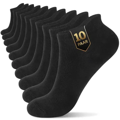 Produktbild von Sneaker Socken Herren Damen 10 Paar Bio Baumwolle Knöchelsocken Halbsocken Schwarz Weiß Grau 39-42