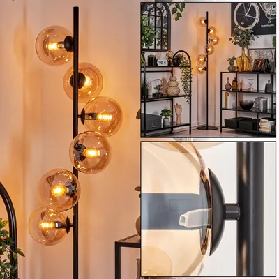 Produktbild von Fossobiubo Stehlampe aus Metall/Glas in Schwarz/Bernsteinfarben