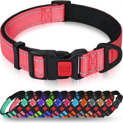 Produktbild von Hundehalsband Neopren Nylon Verstellbar Reflektierend Rosa M (35-50cm)