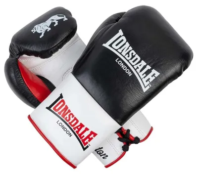 Immagine prodotto di Guantoni da boxe in pelle CAMPTON Nero/Bianco/Rosso 10 oz R Lonsdale