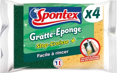 4 Spülschwämme mit Kratzfläche, fettabweisend, 16 cm