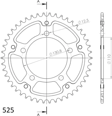 Produktbild von Supersprox Stealth-Kettenrad 525 - 45Z (rot) RST-7:45-RED|ID 110,0 LK 130,8 5-Loch