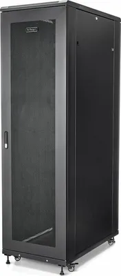 Produktbild von StarTech.com 4-Pfosten 42HE Server Rack Gehäuse, 19" Serverschrank - Schrank Netzwerkschrank - bodenstehend - Schwarz - 42HE - 48.3 cm (19")