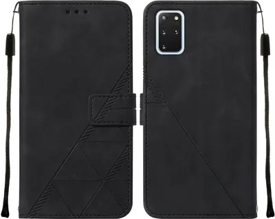 Produktbild von Galaxy S20 Plus Hülle, Schlank Prägung Flip Leder Kartenfächer Schutzhülle mit Ständer für Samsung Galaxy S20 Plus Schwarz