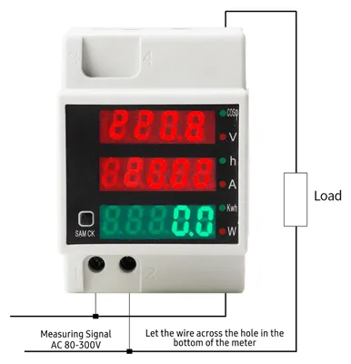 Zdjęcie produktu dla Licznik energii AC 80-300V, 100A, cyfrowy, multimetr montowany na szynie DIN, pomiar mocy elektrycznej, kWh, wielofunkcyjny miernik napięcia AC, tester współczynnika mocy, amperomierz, woltomierz