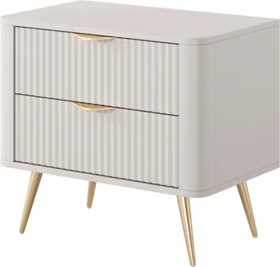 Produktbild von YOURHOUSE24 Nachttisch mit Schublade LANTE 2S beige/gold, schwarz