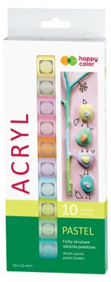 Immagine prodotto di PASTELLO colori acrilici 10 colori x 12 ml Happy Color