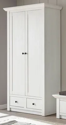 Produktbild von Garderobe Schrank Hooge in Pinie weiß Landhaus Garderobe und großer Schuhschrank 105 x 206 cm