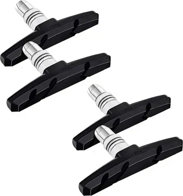 Produktbild von 4 Stück Fahrrad Bremsen Set für Shimano | 2 Paar Bremsschuhe schwarz für das Fahrrad | V-Bremse 70mm V-Brake symmetrisch | Bremsbeläge | Bremsgummis | Bremsschuhsatz | V-Bremsklötze | MTB Bremsbacken