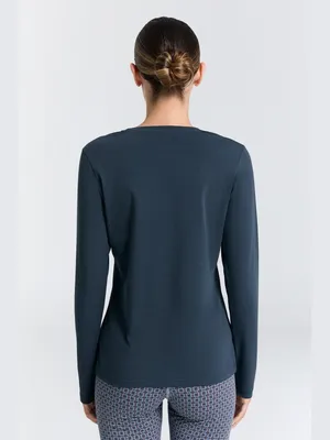 Produktbild von Damen Langarmshirt mit V-Ausschnitt