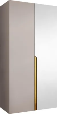 Produktbild von MIRJAN24 Kleiderschrank Mila 2 100 mit Spiegel, Schlafzimmer, Kleiderschrank, mit zwei Drehturen und mit Kleiderstange, Modern, Garderobenschrank (Farbe: Cashmere + Gold)