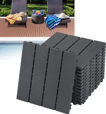Obrázek produktu pro Plastové dlaždice XMTECH click na terasu a zahradu - UV odolné, nehořlavé dlaždice 30x30 cm, 11 kusů = 1 m², barva: antracitová