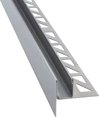 Produktbild von Dalsys Gefällekeil Dusche 98cm, Höhe 19mm, Links Silber U-Profil zur Glasaufnahme für ebenerdige Dusche, aus korrosionsbeständigem V2A Edelstahl