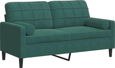 Produktbild von vidaXL 2-Sitzer-Sofa mit Zierkissen Dunkelgrün 140 cm Samt