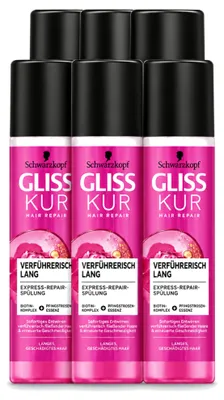 Productafbeelding van 6 x Gliss Kur Hair Repair Long & Sublime Express Repair Conditioner, 200 ml - Voordeelverpakking - 6 stuks