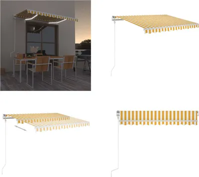Produktbild von vidaXL Automatische Markise mit LED & Windsensor 350x250 cm Gelb/Weiß - Markise - Markisen - Sonnendach - Sonnendächer