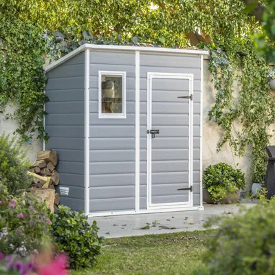 Produktbild von Cranbrook Gartenhaus 183,5x111x200,5 cm Grau, Wetterfest, mit Fenstern