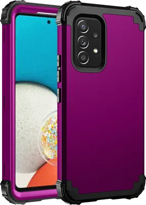 Produktbild von Galaxy A53 5G Hülle, 3 in 1 Hybrid PC TPU Stossfest Robust Schutzhülle für Samsung Galaxy A53 5G Lila