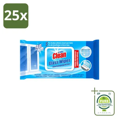 Obrázek produktu pro 25 balení čisticích ubrousků "At Home" určených pro sklo, celkem 40 kusů - velká balení - 25 kusů v balení