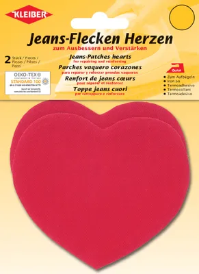 Zdjęcie produktu dla KLEIBER 34326 KLEIBER Naszywki jeansowe serca, 85 x 105 mm, czerwone