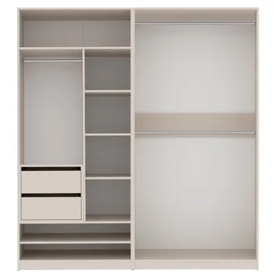 Produktbild von Marmex TRES C offener Kleiderschrank mit Kleiderbügeln, Ablagen, Schubladen, 190x206x51 cm, graubeige cashmere