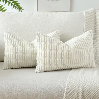 Image de Coussin en velours côtelé, rayé, 40x60 cm