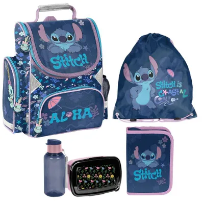 Produktbild von Mega Schulset – STITCH 5-teiliges Schulranzen-Set Für Jungen & Mädchen Klasse 1–3 Disney Lilo und Stitch