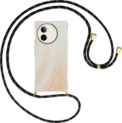 Produktbild von Handykette Backcover-Schutzhülle mit Band (Metall goldfarben) für vivo V30E 5G / V40 lite 5G - schwarz/gold