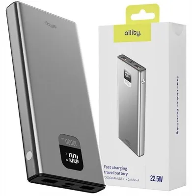 Obrázok produktu pre APB-100, 10000 mAh, 22.5 W, 2x USB, 1x USB-C, strieborná