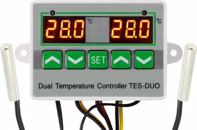 Produktbild von Digital Dual Temperaturregler zwei Relaisausgängen Thermostat 24V DC