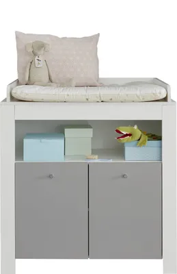 Produktbild von trendteam Babyzimmer Wickelkommode Pia Weiß Melamin/Lichtgrau Melamin 96 x 103 x 69 cm