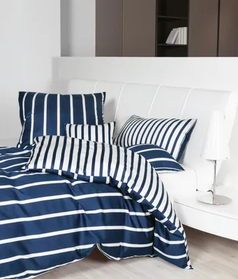 Produktbild von Janine Design Mako-Satin-Bettwäsche-Garnitur 39028 modernclassic Farbe nachtschattenblau Größe 135x200+80x80