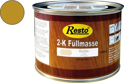 Produktbild von Resto 2K Füllmasse 500g Eiche mittel, 2K Spachtel, Holzkitt, Holzspachtel auf Polyesterbasis, schnell trocknend, beizbar, überstreichbar