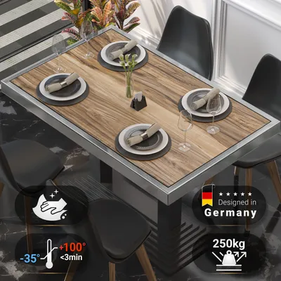 Produktbild von BRASIL | Gastro Tischplatte | B:T 110 x 60 cm | Sheesham | Chrom Rand | Rechteckig | Gastro Tischplatte