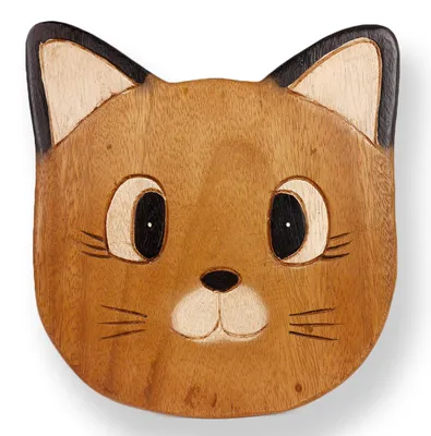 Produktbild von Tokoindah Kinderhocker Katze – Schemel aus Massivholz, in Handarbeit gefertigt & bemalt, runder Sitzhocker fürs Kinderzimmer