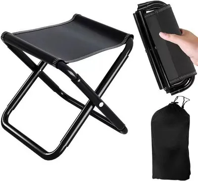 Immagine prodotto di Ultiluxe Sgabello da campeggio - Pieghevole - Mini Sedia - 30 cm - Leggero - Uso Esterno - Nero