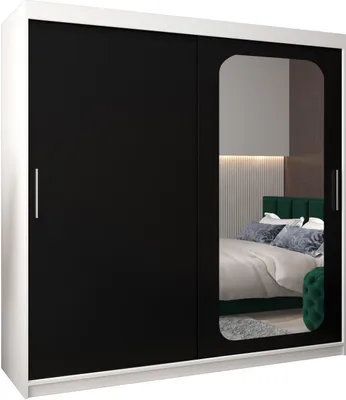 Produktbild von MEBLE KRYSPOL Promo 2200 Schlafzimmerschrank zwei Schiebetüren - Mattweiß + Mattschwarz