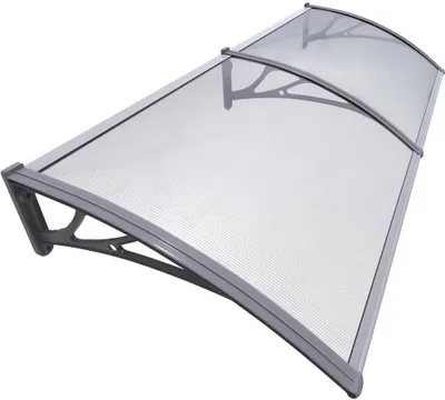 Image de Auvent VOUNOT® pour porte d'entrée, 200 x 80 cm, auvent transparent en arc simple, gris