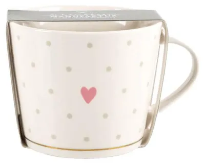 Produktbild von Tasse mit Goldveredelung Herz Pünktchen 420ml von Grafik Werkstatt