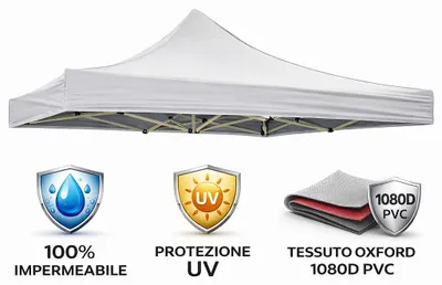 Immagine prodotto di Telo tetto Bianco 3X6 impermeabile per ricambio gazebo richiudibile 49483
