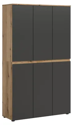 Image de Scarpa armoire de rangement 6 portes chêneReproduction, anthracite.