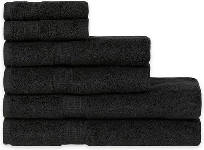 Obrázek produktu pro Sada z organické bavlny, 2 velké ručníky, 2 malé ručníky, rychleschnoucí, černá